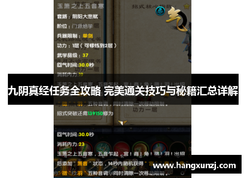 九阴真经任务全攻略 完美通关技巧与秘籍汇总详解